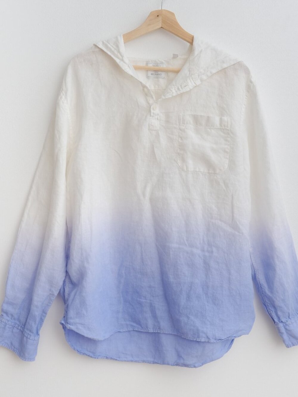 Baird McNutt for Murano Dip Dye Ombre 100% Linen Hoodie Shirt